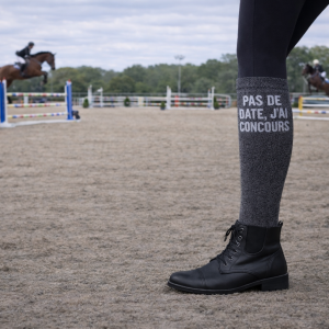 Chaussettes d’Équitation Paillettes à Slogan – Qualité Premium – Pas de date, j&rsquo;ai concours
