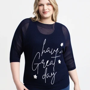 Chandail en tricot ample à manches 3/4