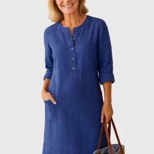 Alice ~ Robe unie avec fermeture boutonnée confort