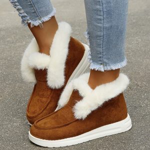 Chaussons d’Hiver Chauds pour Femme – Pantoufles à Enfiler avec Doublure Douce