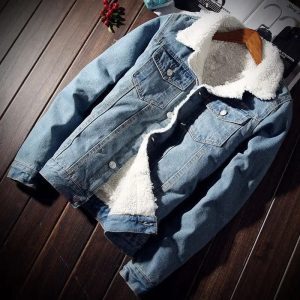 Veste en jean homme hiver – Blouson chaud style sherpa