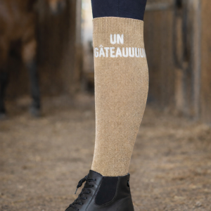 Chaussettes d’Équitation Paillettes à Slogan – Qualité Premium – Un Gateauuuu