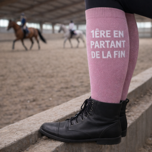 Chaussettes d’Équitation Paillettes à Slogan – Qualité Premium – 1ère en partant de la fin