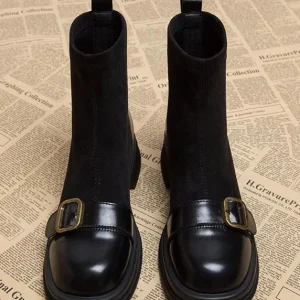 Marie-Anne ~ Bottines Élégantes en Daim et Cuir