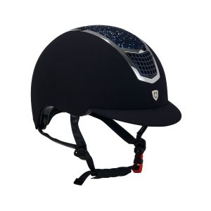 Casque d’équitation Equestro Eclipse Stone Velvet – Velours avec strass bleus