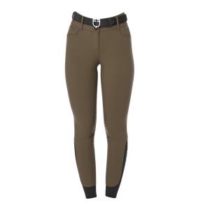Culotte d’équitation femme taille haute – Equestro – Pantalon slim respirant avec grip genoux