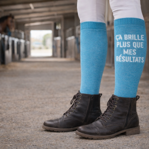Chaussettes d’Équitation Paillettes à Slogan – Qualité Premium – Ça brille plus que mes résultats