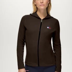 Sweat à capuche zippé femme Whitney Chocolat – Tommy Hilfiger Equestrian