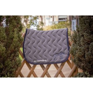 Tapis de selle PÉNÉLOPE – Point Sellier – Gris chiné et marine