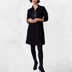 Robe avec col en faux cuir
