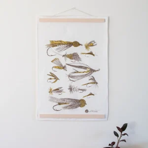 Affiche murale décorative en lin, pêche à la mouche