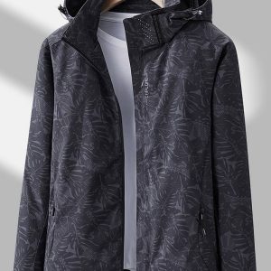 Veste Softshell Femme – Veste Coupe-Vent avec Capuche et Motif Élégant